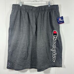 NWT Champion Shorts Men XXL Gray Authentic Athletic Wear Drawstring Pockets Logo